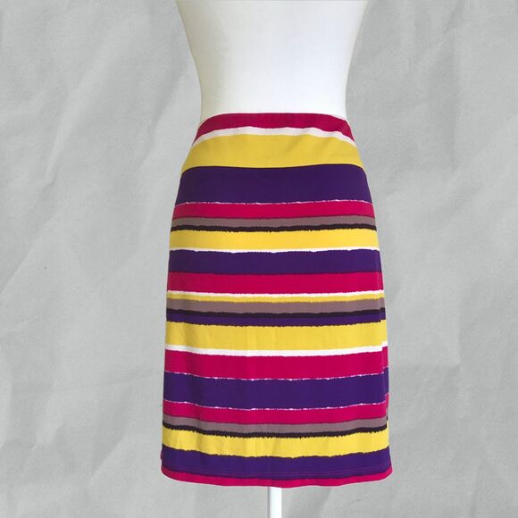 Kelly & Diane Women's Colorful Multi Striped Wrap Stretch Skirt Size 12 - Picture 3 of 7